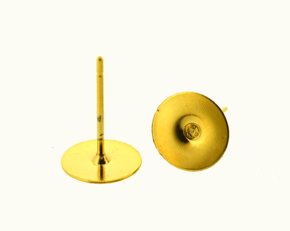 Base brinco colagem banho ouro 18k - 10 mm (par) FL-333